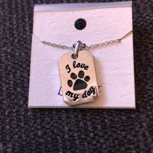 Bria Kate Silver Dog Tag Style Animal Lovers DOG 9” necklace paw print gift NEW